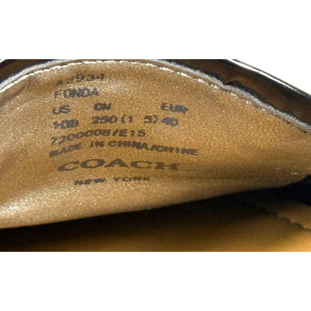 Coach Fonda Black Suede & Patent Leather Loafers Size 10B Minimalist